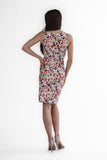ERIN Textured Printed Fitted Sleeveless Sheath Dress