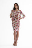 ERIN Textured Printed Fitted Sleeveless Sheath Dress