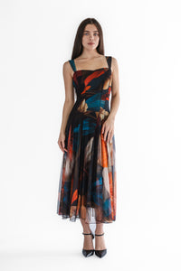 DELILA 822 Sleeveless Tea Length Fit N Flare Paneled Dress. DELILA 822 Sleeveless Tea Length Fit N Flare Paneled Dress.