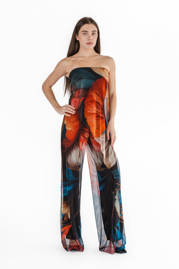 DELILA Strapless Jumpsuit With Overlay