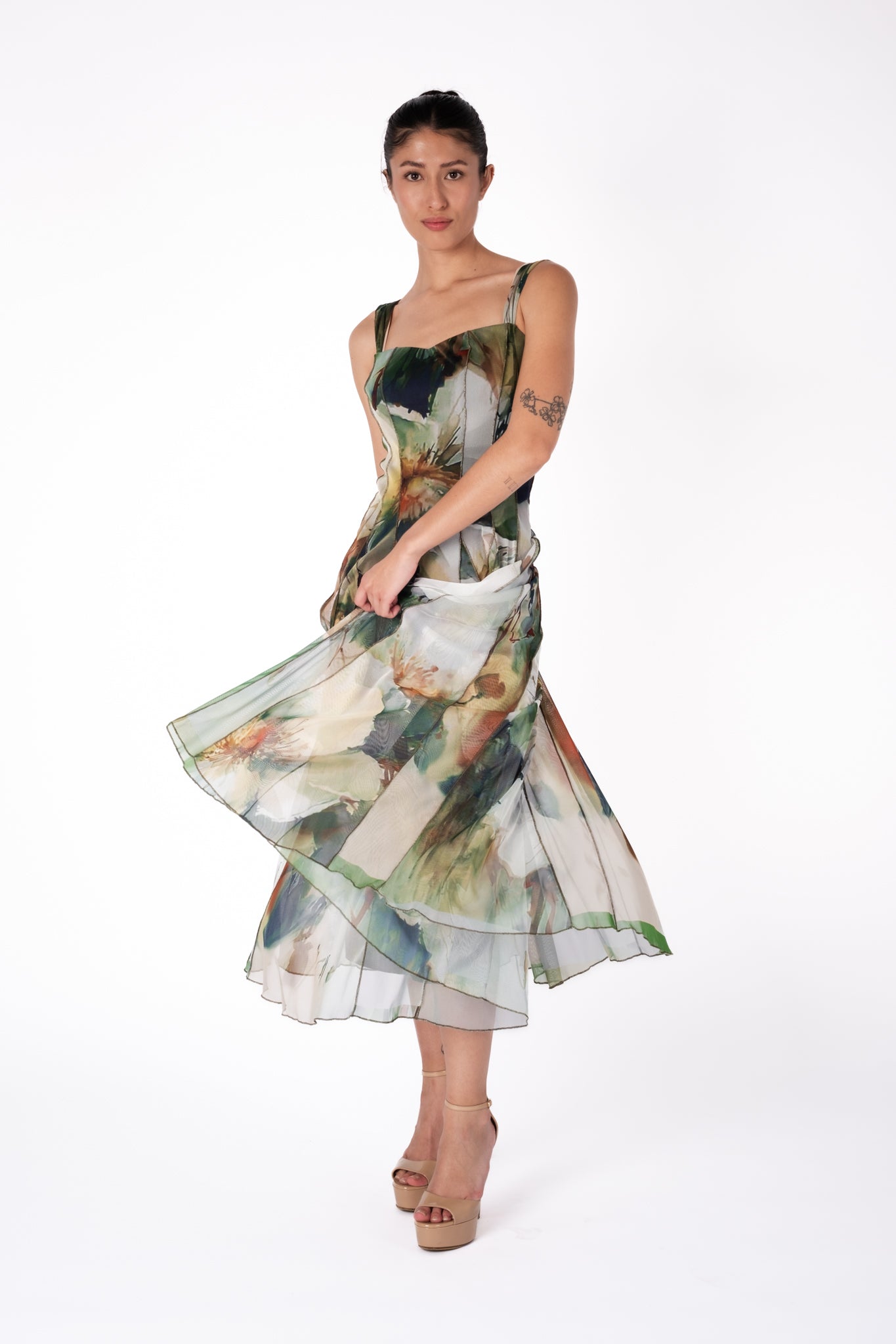 paneled fit and flare dress Elana Kattan