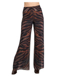 SAFARI Long Flared Palazzo Tiger Printed MeshPants