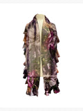 NYSSA Ruffled Printed Mesh Sheer Shawl