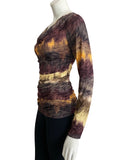 BUNNY Long Sleeves Ruched Side Seams Cowl Neck Jersey Top