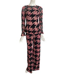 Ruby Bell Sleeves Luxurious Black and Taupe Burnout Fabric Top