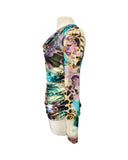 PAOLA Long Sleeves Ruched Side Seams Cowl Neck Jersey Top