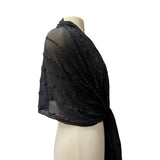 MINA Eyelet Sheer Long  Embroidered Shawl