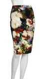 FLORA Printed Velvet Pencil Skirt