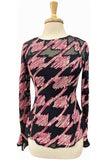 Ruby Bell Sleeves Luxurious Black and Taupe Burnout Fabric Top