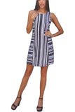 SIBEL Textured Stripes Princess Seam A-line Dress