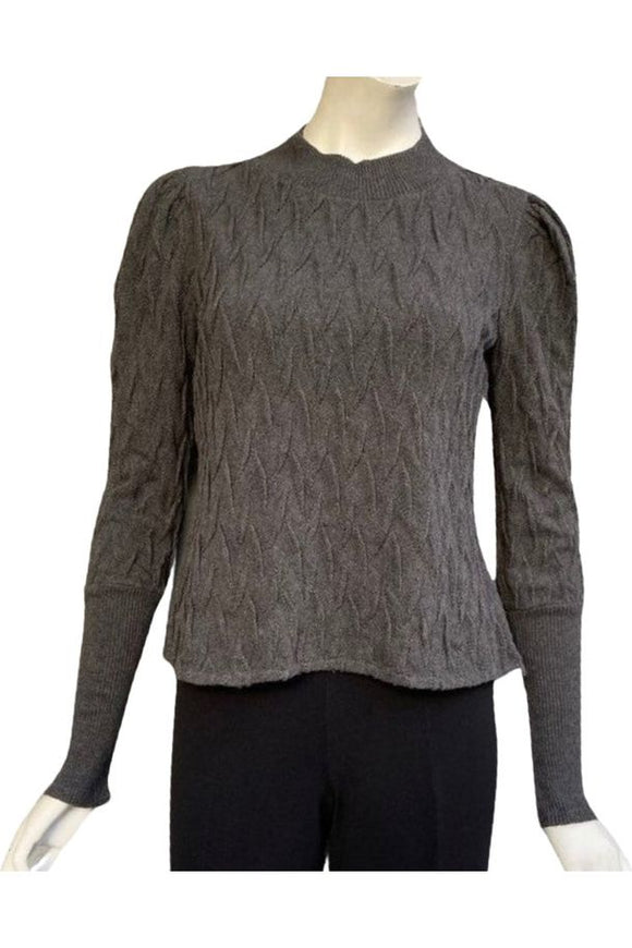 DEBORAH Cropped Long Sleeve Textured Knit Sweater