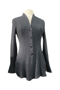COURTNEY  Long Sleeve Button Down Ribbed Cardigan Charcoal