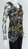 GRACE Draped Collar Long Sleeves Loose Tunic Top