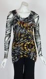 GRACE Draped Collar Long Sleeves Loose Tunic Top