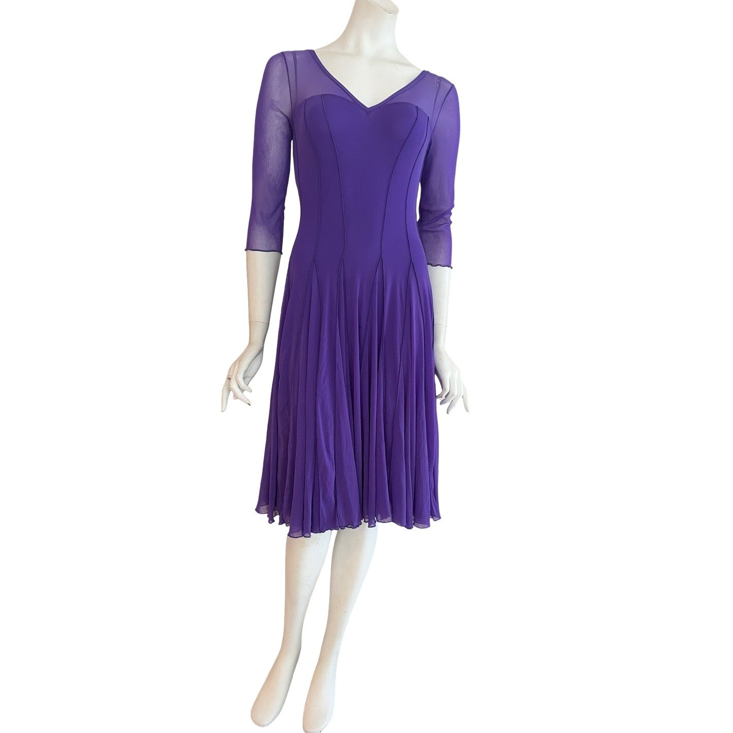 Elana Kattan | MAXIMA Violet Mesh Paneled Flared Dress Black Elana Kattan | MAXIMA Violet Mesh Paneled Flared Dress Black