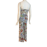 Maya Strapless Printed Jumpsuit With Ruched Bodice Flared Legs