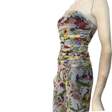 Maya Strapless Printed Jumpsuit With Ruched Bodice Flared Legs