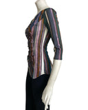 WILLOW Crossover with Pleated Side 3/4 Sleeves Printed Stretch Jersey Top