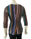 WILLOW Crossover with Pleated Side 3/4 Sleeves Printed Stretch Jersey Top