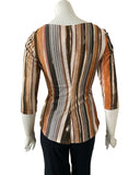 EMBER Crossover with Pleated Side 3/4 Sleeves Printed Stretch Jersey Top