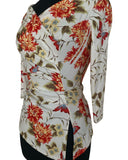 DAHLIA Crossover with Pleated Side 3/4 Sleeves Printed Panne Velvet Top