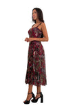 KYOTO Sleeveless Calf length Fit N Flare Mesh Dress Bordeau