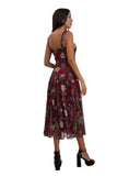 KYOTO Sleeveless Calf length Fit N Flare Mesh Dress Bordeau