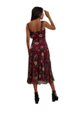KYOTO Sleeveless Calf length Fit N Flare Mesh Dress Bordeau