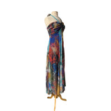 OLIVIA 817 Long Strapless Flared Empire Mesh Print Dress