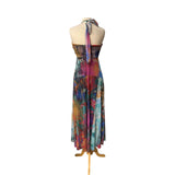 OLIVIA 817 Long Strapless Flared Empire Mesh Print Dress