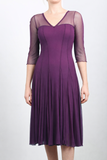 MAXIMA  Fit and Flare 3/4 Sleeves Paneled Dress Plum