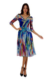 MORGAN Fit and Flare 3/4 Sleeves Paneled Print Dress