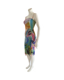 MORGAN Ruched Knee Length Print Dress with Spaghetti straps