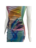 MORGAN Ruched Knee Length Print Dress with Spaghetti straps