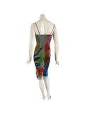 MORGAN Ruched Knee Length Print Dress with Spaghetti straps