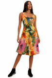 HIPOLETTE Sleeveless V-Neck Flared Dress