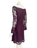 NURIELLE Off-Shoulder Bell Sleeves Embroidered Lace Dress Magenta