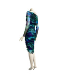 LILLIAN Off Shoulder Knee Length Long Sleeve Print Mesh Sheath Dress (Copy)