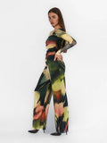 ALICE Printed off the Shoulder Long Sleeves Jumpsuit