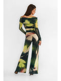 ALICE Printed off the Shoulder Long Sleeves Jumpsuit