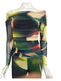 ALICE Printed off the Shoulder Long Sleeves Jumpsuit