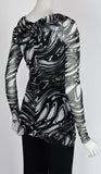 GRACE Draped Collar Long Sleeves Loose Tunic Top