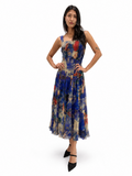 DORIA Sleeveless Midi Fit N Flare Mesh Dress