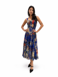 DORIA Sleeveless Midi Fit N Flare Mesh Dress