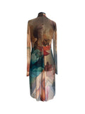 ABIGAIL 416 Sheer Mid Length Print Duster