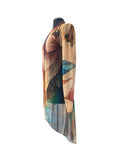 ABIGAIL 416 Sheer Mid Length Print Duster