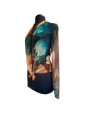Abigail Sheer Long Sleeve Print Bolero Cover-up