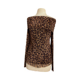 CONGO Draped Neckline Off-Shoulder Long Sleeves Print Top