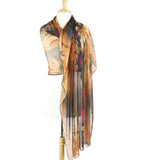 IONNA Sheer Printed Mesh Long and Wide Shawl