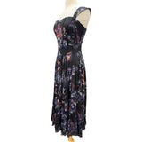 ORCHID Sleeveless Midi Fit N Flare Paneled Mesh Dress